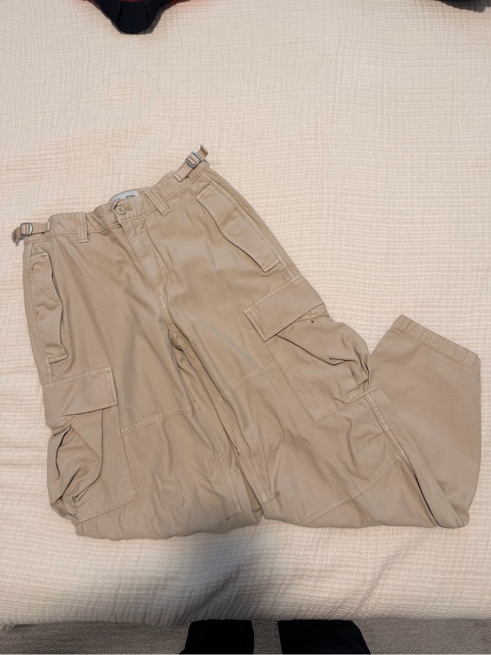Aritzia Tan Wide-Leg Cargo Track Pants